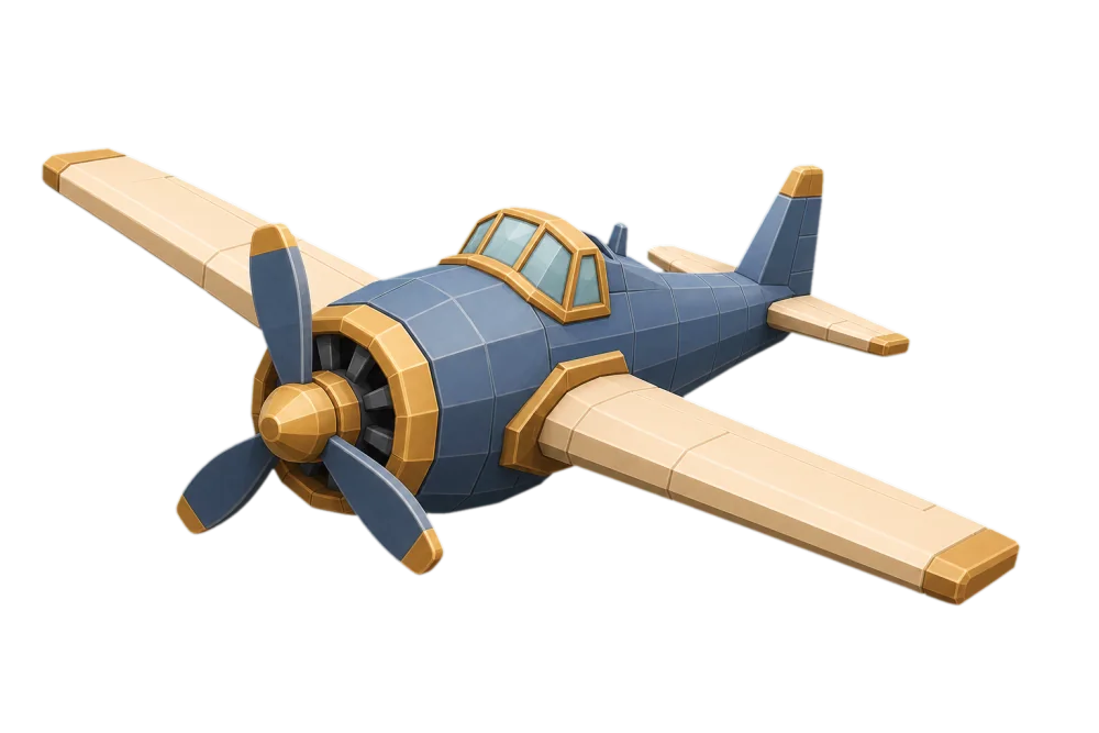 Stylized low-poly toy airplane